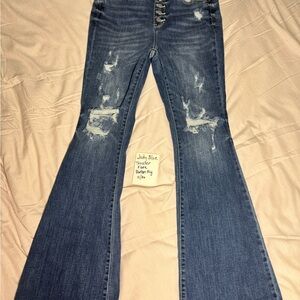 Judy Blue Flare Jeans Blue Distressed Vintage